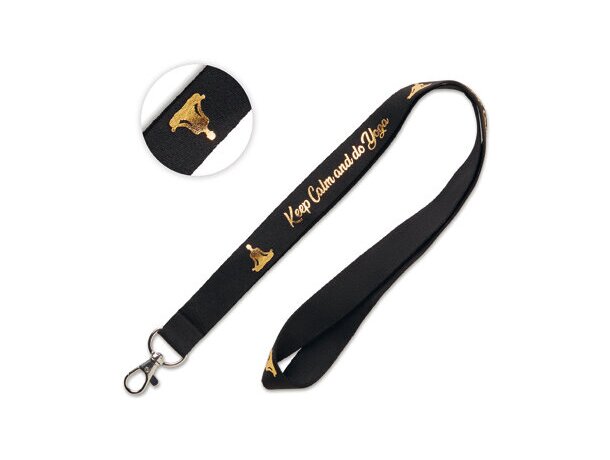 Lanyard de poliéster fino con diseño de lámina metálica