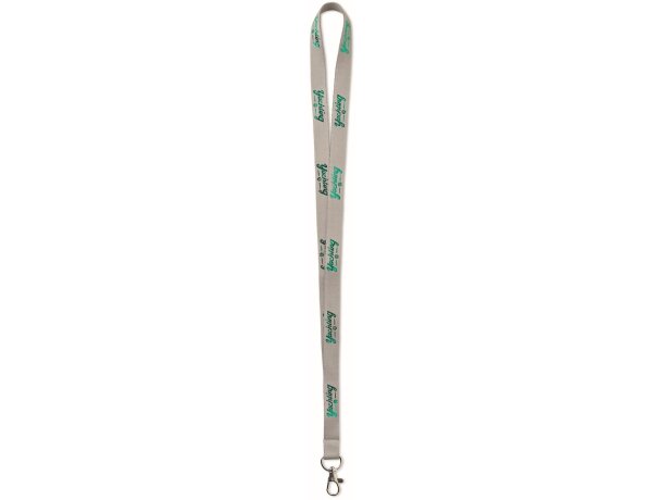Lanyard de poliéster fino con diseño de lámina metálica gris oscuro