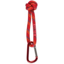 Mosquetón con cordón anudado rojo
