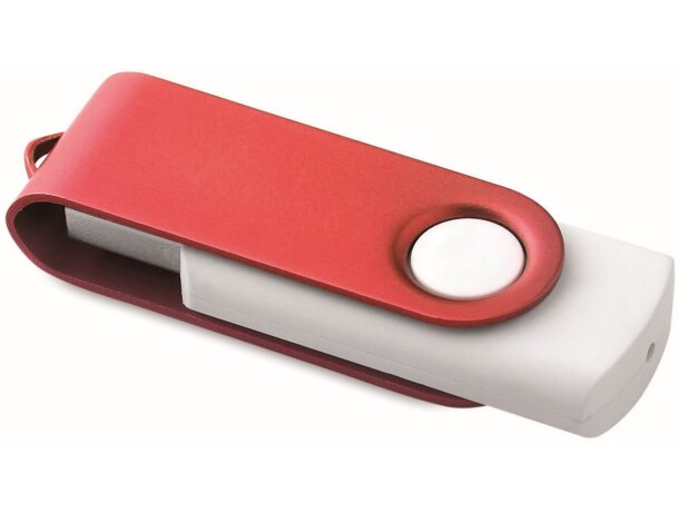 USB giratorio carcasa blanca 8GB con logo a todo color rojo