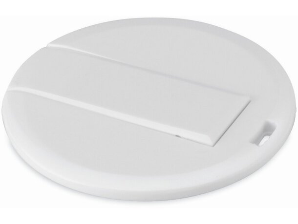 Pendrive plano y redondo de plástico 16GB personalizado blanco