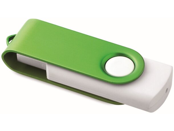 USB giratorio carcasa blanca 8GB con logo a todo color verde