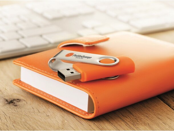 USB giratorio personalizado y económico Techmate naranja