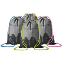 Mochilas sacos promocionales reflectantes con cordones neón y poliéster CE
