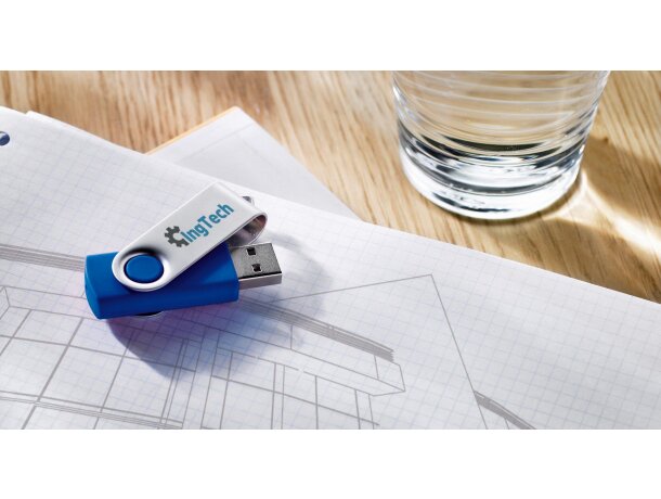 USB giratorio personalizado y económico Techmate azul