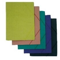 Carpeta de cartón reciclado de colores con gomas personalizada