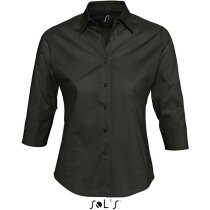 Camisa de mujer manga 3/4 tejido mixto Sols negra Camisa de mujer manga 3/4 tejido mixto Sols negra