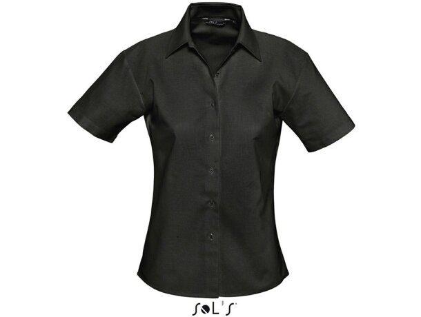 Camisa de mujer entallada estilo Oxford Sols personalizada negra Camisa de mujer entallada estilo Oxford Sols personalizada negra