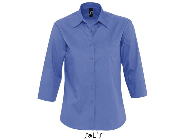 Camisa de mujer tejido popelin Sols personalizada azul Camisa de mujer tejido popelin Sols personalizada azul