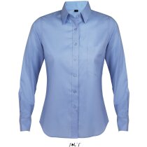Camisa manga larga de mujer de trabajo Sols personalizada azul claro Camisa manga larga de mujer de trabajo Sols personalizada azul claro