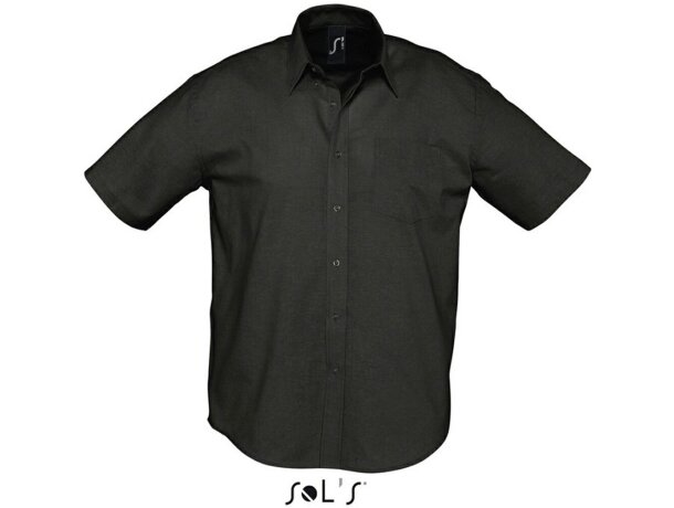 Camisa de hombre manga corta estilo Oxford Sols negra Camisa de hombre manga corta estilo Oxford Sols negra