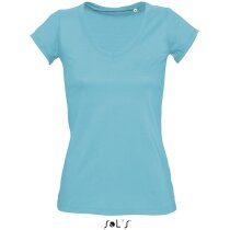 Camiseta de mujer cuello de pico Sols para empresas azul claro Camiseta de mujer cuello de pico Sols para empresas azul claro