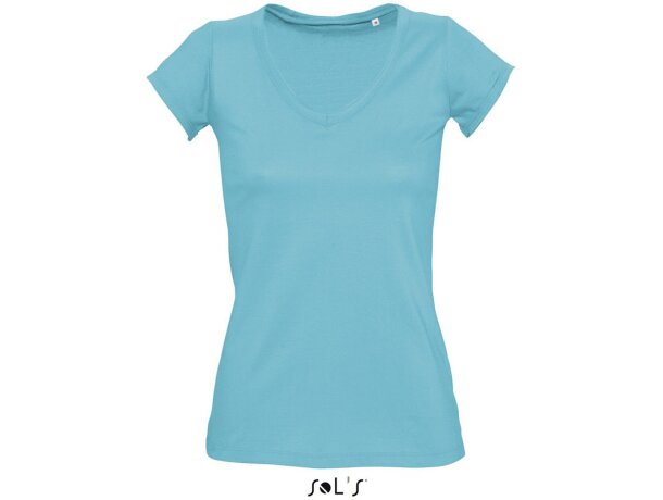 Camiseta de mujer cuello de pico Sols para empresas azul claro Camiseta de mujer cuello de pico Sols para empresas azul claro