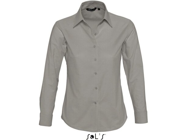 Camisa de mujer estilo oxford Sols personalizada gris Camisa de mujer estilo oxford Sols personalizada gris