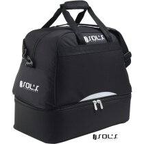 Bolsa de deporte con zapatillero de cremallera doble Sols personalizada negra Bolsa de deporte con zapatillero de cremallera doble Sols personalizada negra