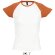 Camiseta de mujer manga combinada Sols personalizada blanco y naranja