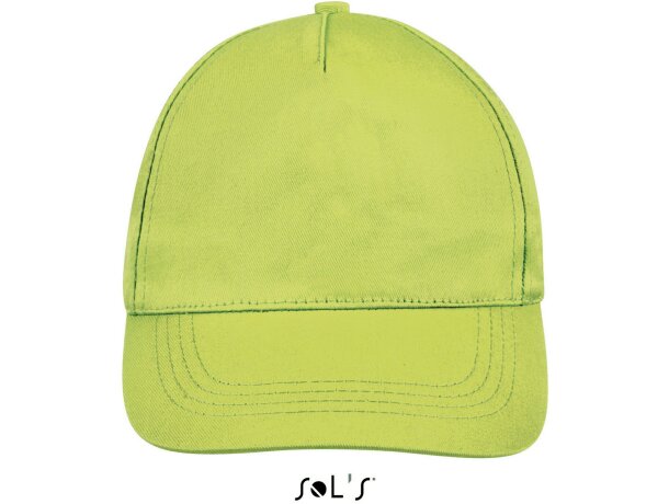 Gorra de 5 paneles cierre ajustable Sols merchandising verde manzana