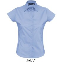 Camisa de mujer manga corta elastan Sols personalizada azul claro Camisa de mujer manga corta elastan Sols personalizada azul claro