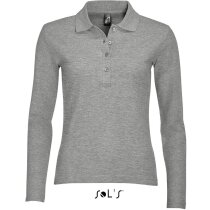 Polo de mujer entallado con manga larga Sols personalizado gris Polo de mujer entallado con manga larga Sols personalizado gris