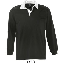 Polo de rugby en manga larga colores lisos Sols personalizado negro Polo de rugby en manga larga colores lisos Sols personalizado negro