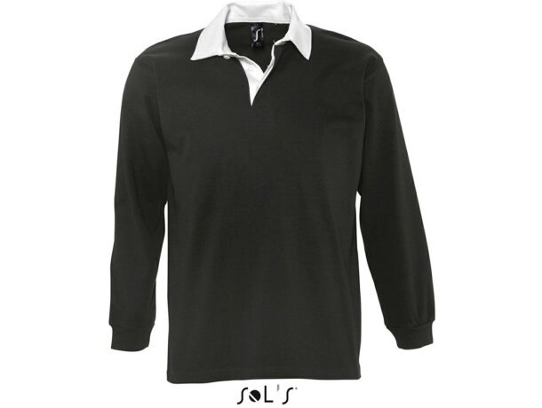 Polo de rugby en manga larga colores lisos Sols barato negro Polo de rugby en manga larga colores lisos Sols barato negro