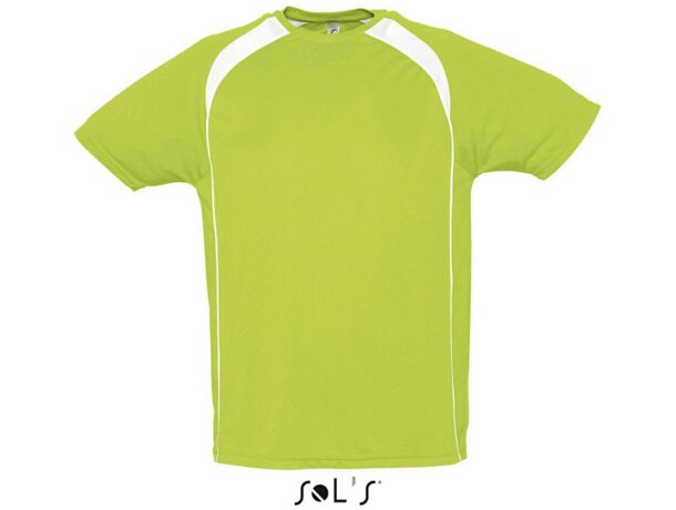 Camiseta técnica manga corta unisex Sols 135 gr Sols con logo verde manzana Camiseta técnica manga corta unisex Sols 135 gr Sols con logo verde manzana