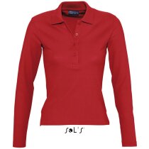 Polo de mujer entallado con manga larga Sols personalizado rojo Polo de mujer entallado con manga larga Sols personalizado rojo