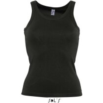 Camiseta sin mangas de mujer ajustada Sols personalizada negra Camiseta sin mangas de mujer ajustada Sols personalizada negra