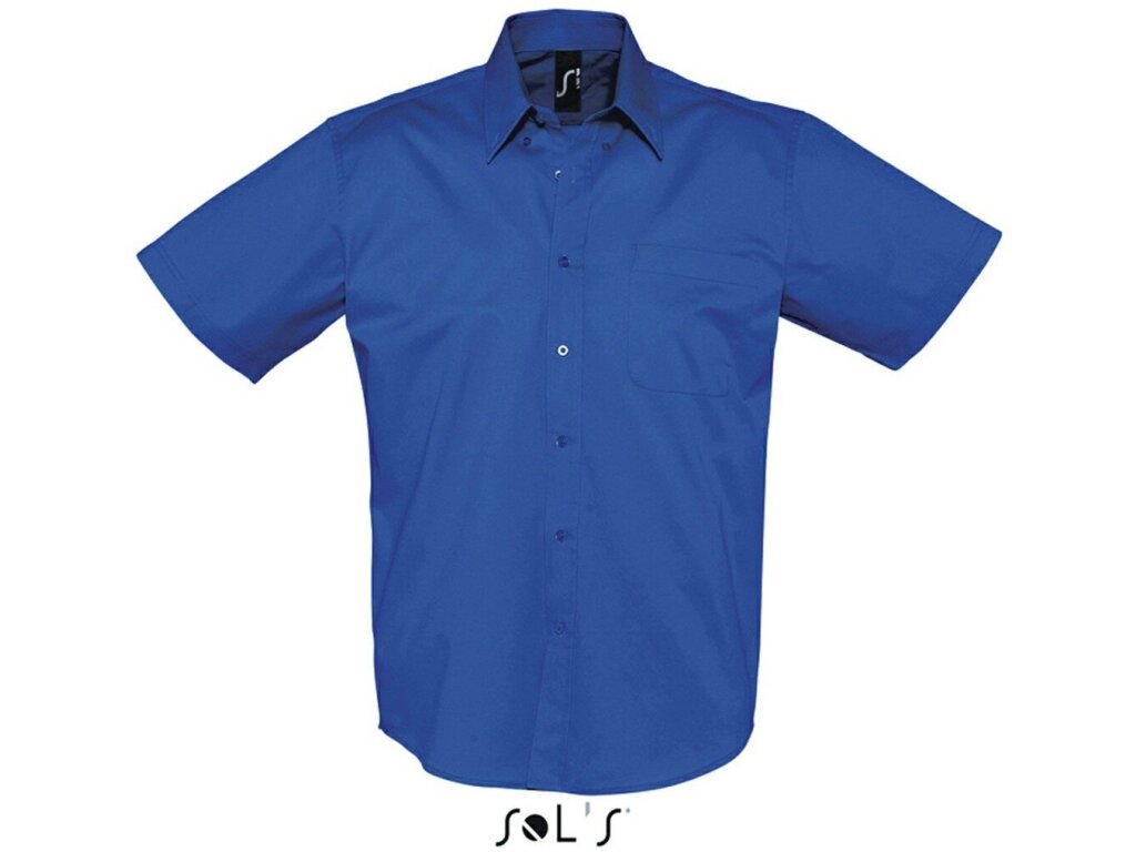 Camisa de hombre manga corta 100% algodón Sols Camisa de trabajo Entallada de Hombre de Popelín Manga Corta
