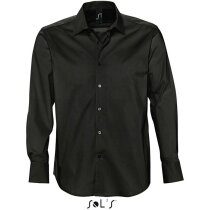 Camisa de hombre manga larga tejido popelin Sols negra Camisa de hombre manga larga tejido popelin Sols negra