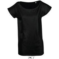 Camiseta diseño largo de mujer en colores Sols negra Camiseta diseño largo de mujer en colores Sols negra