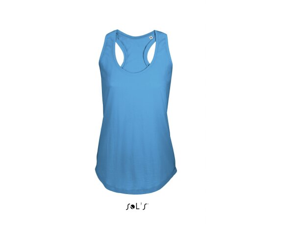 Camiseta de tirantes de mujer en algodón peinado Sols personalizada azul claro Camiseta de tirantes de mujer en algodón peinado Sols personalizada azul claro