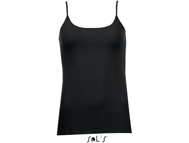Camiseta de mujer tirante fino Sols para empresas negra Camiseta de mujer tirante fino Sols para empresas negra