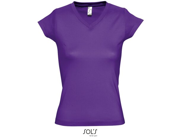 Camiseta de mujer cuello de pico colores sols con logo