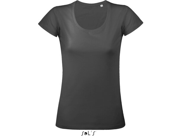 Camiseta de mujer corte moderno Sols personalizada gris Camiseta de mujer corte moderno Sols personalizada gris