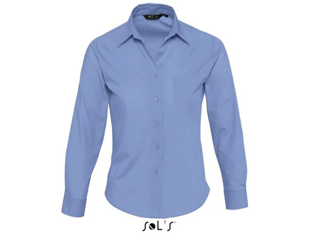Camisa de popelin de mujer manga larga Sols personalizada Camisa de popelin de mujer manga larga Sols personalizada
