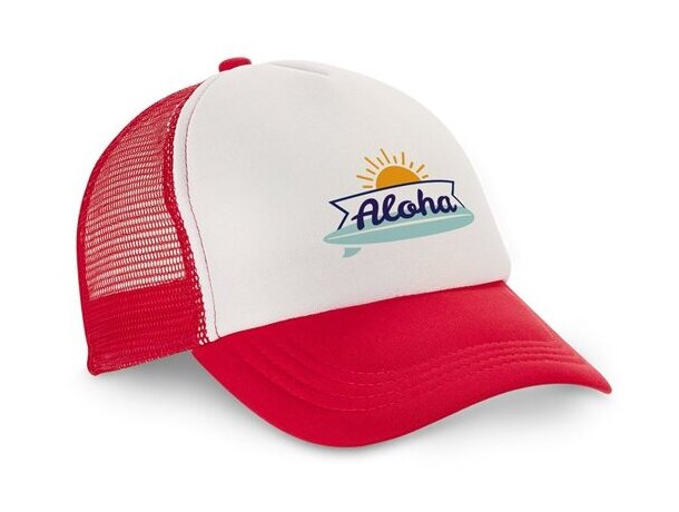 Gorra Nicola de rejilla con frontal blanco rojo