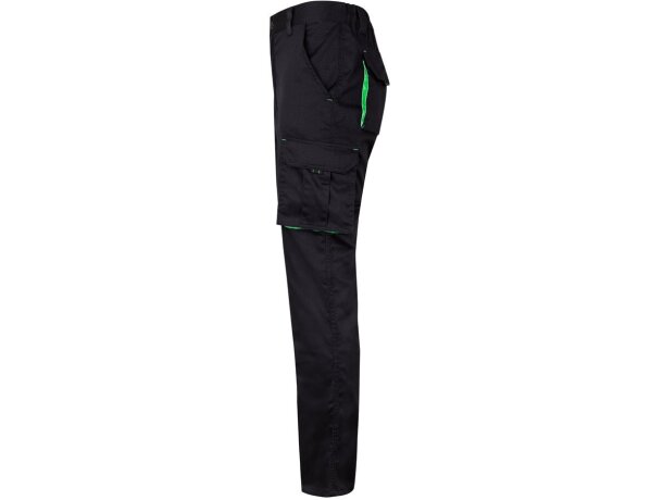 Pantalón elástico bicolor fides con seis bolsillos funcionales Negro/Verde detalle 15