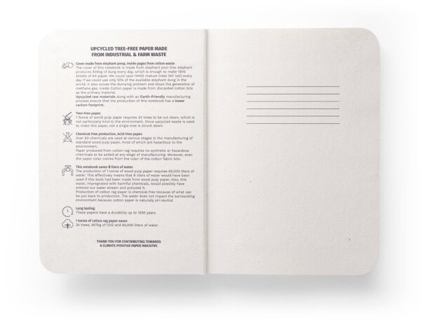Libreta ecológica personalizada Bloc Organic Semi-rigid de notas A5 Natural claro detalle 8