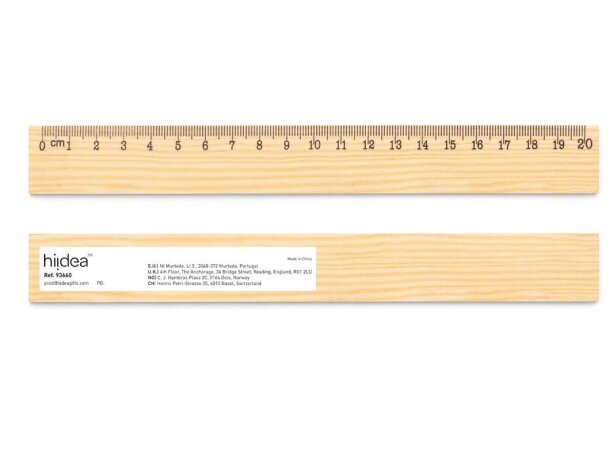 Regla de madera de pino Wesley 20 con escala de 20 cm detalle 1