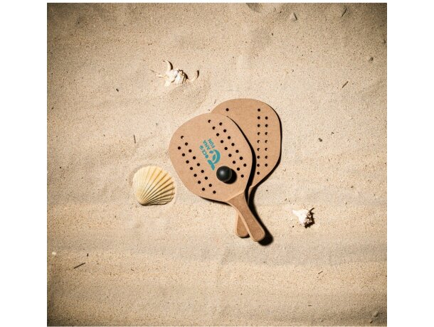 Raquetas de playa Tapia de MDF con pelota y bolsa de algodón detalle 2