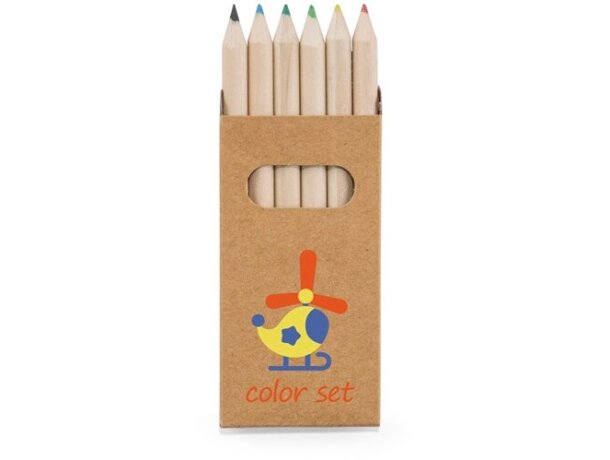 Caja Bird con 6 lápices de color natural