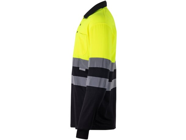Polo bicolor alta visibilidad VL Vulcan manga larga Negro/Amarillo detalle 52