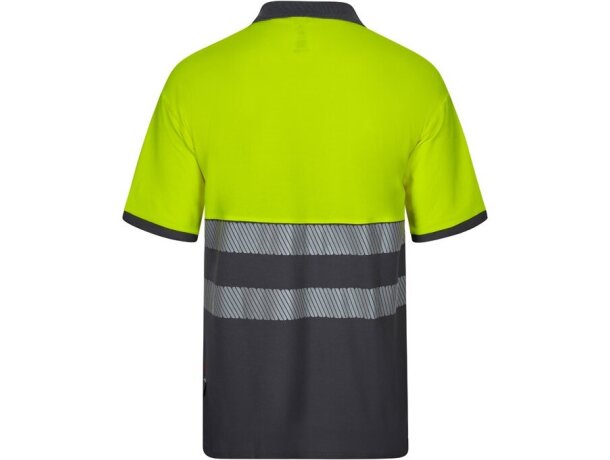 Polo piqué bicolor alta visibilidad vl achelous manga corta Gris/Amarillo detalle 9
