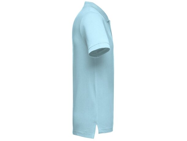 Polo Adam de algodón piqué cardado con cuello canalé Azul claro detalle 37