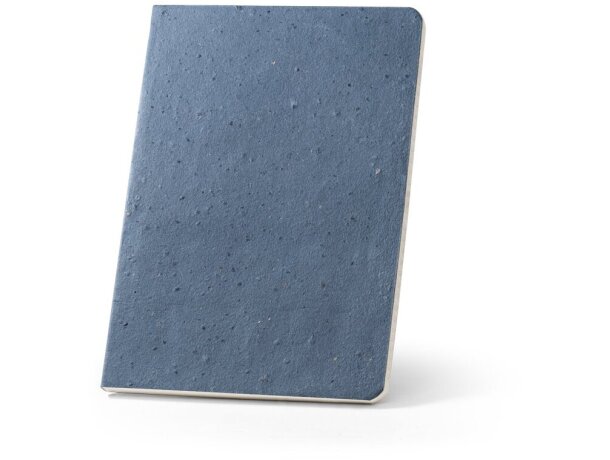 Libreta A5 tapa café reciclado personalizada páginas rayadas Azul detalle 9