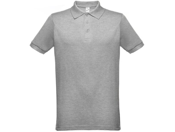 Polo berlin piqué de hombre con cuello y mangas en canalé Gris claro matizado detalle 2