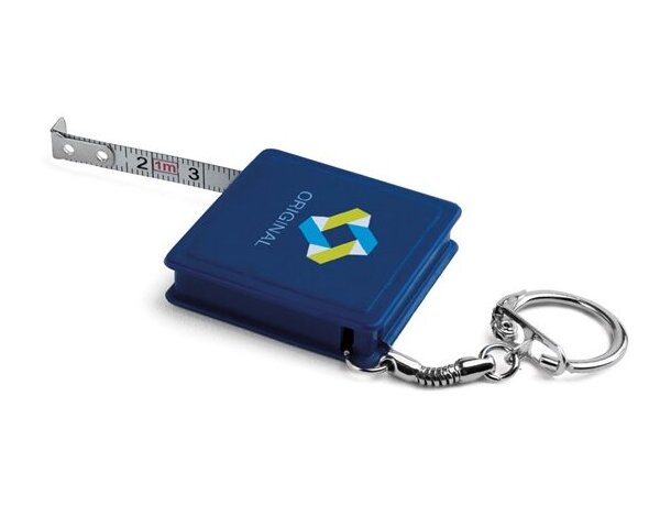 Llavero con flexómetro 1m azul