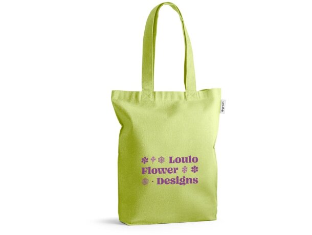 Bolsa algodón poliéster reciclado asas largas 220 g/m2 Hi!dea Verde claro detalle 9