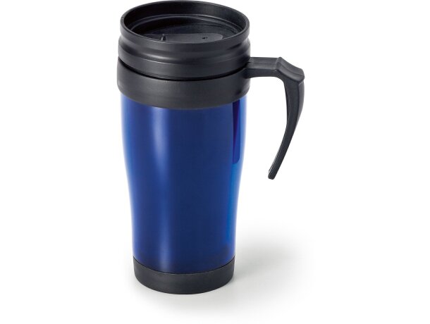 Taza viaje Live 420ml con impresión asa y tapa aislante azul PP Rojo detalle 2